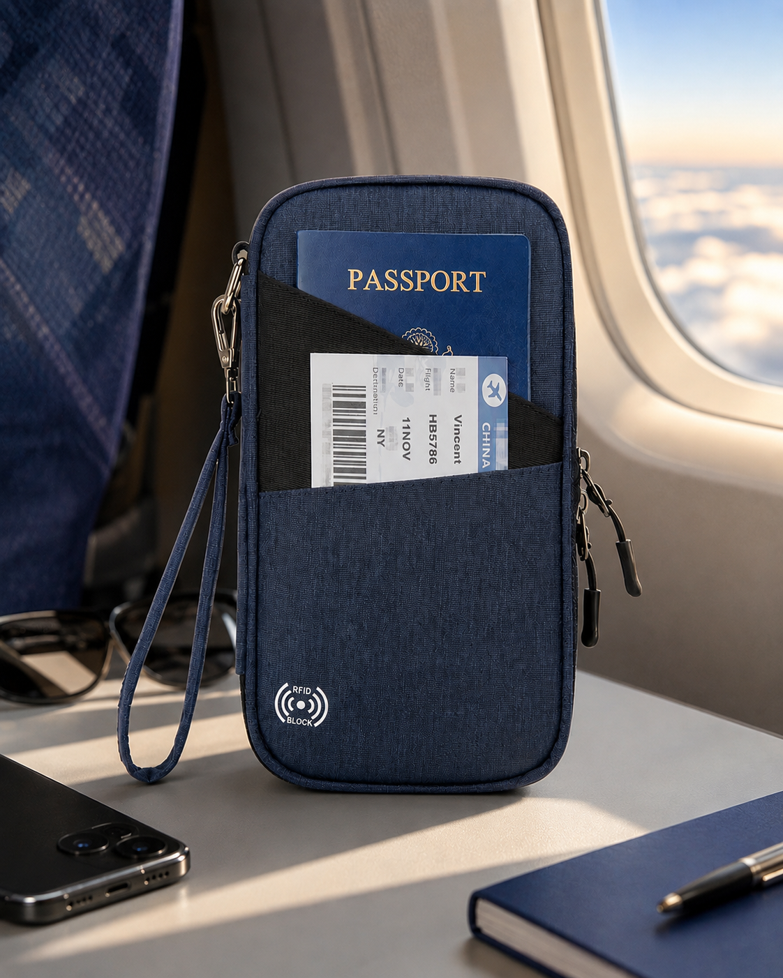 RFID Blocking Travel Passport & Document Organizer
