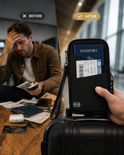 RFID Blocking Travel Passport & Document Organizer