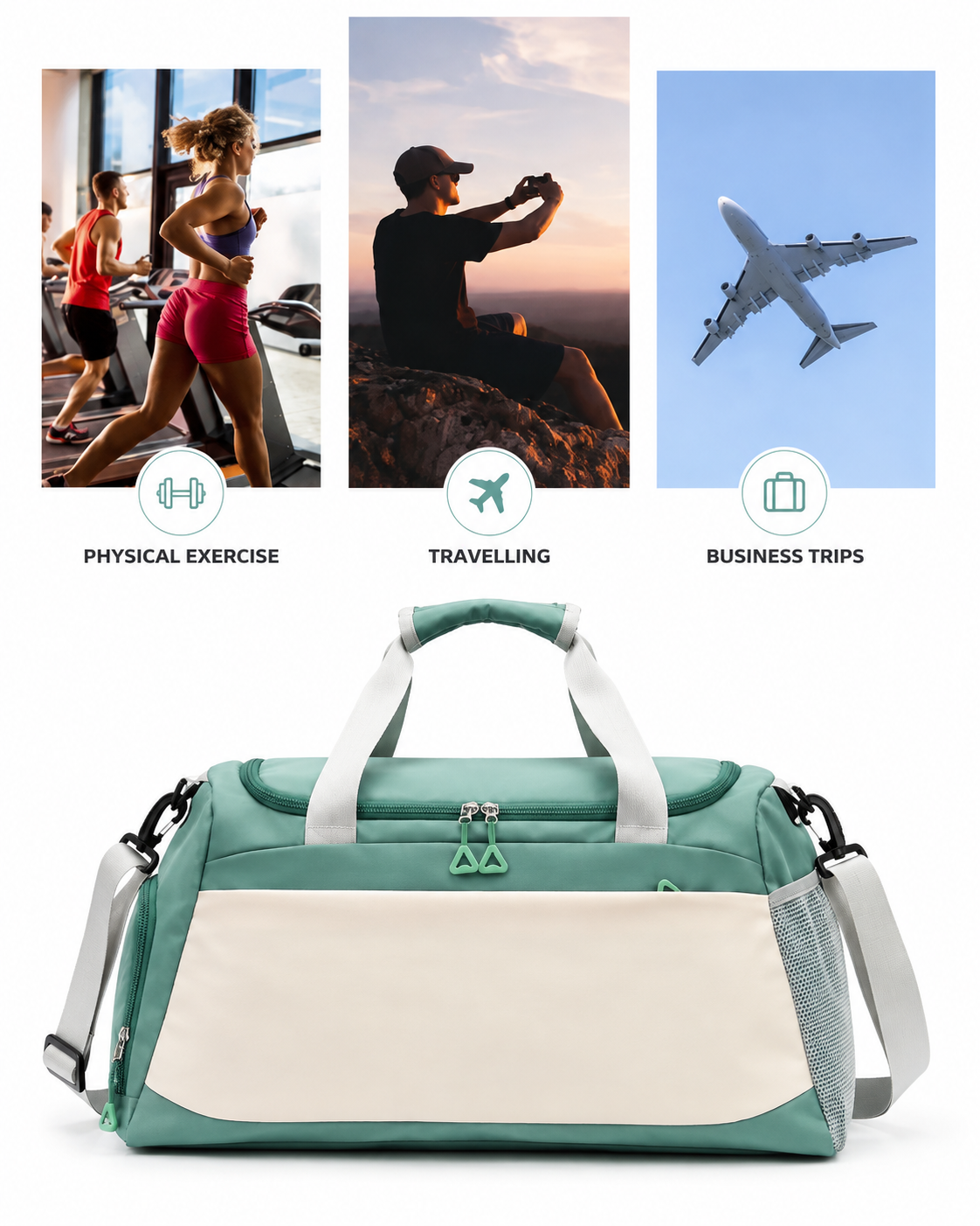 Large Capacity Gym & Travel Duffel Bag – Separate Shoe Compartment