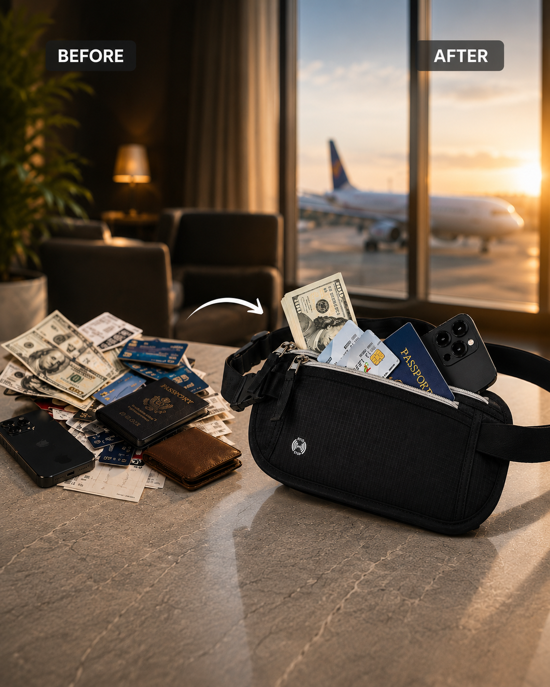 RFID Travel Money Belt & Passport Holder